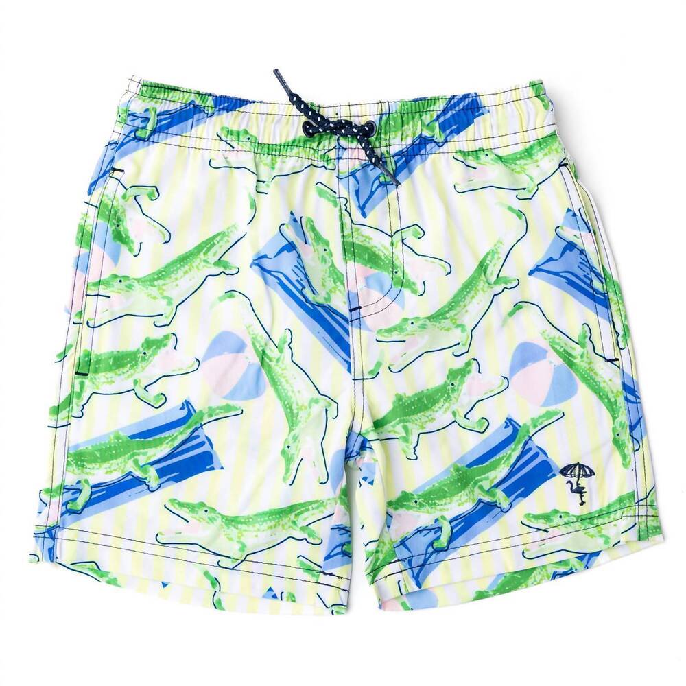 NEW SHADE CRITTERS boy's four way stretch swim trunks in beach gator